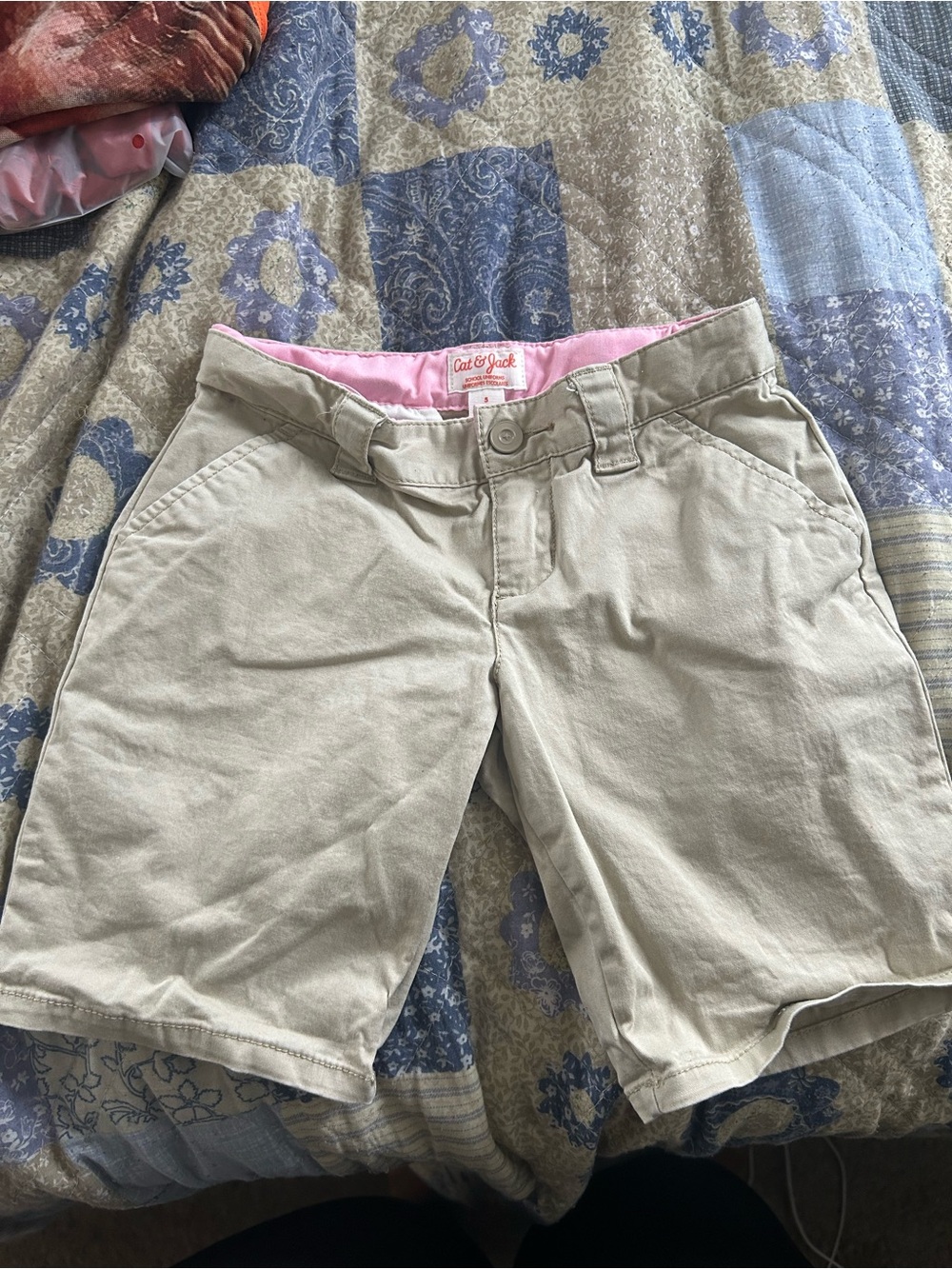 The Children's Place Beige Chino Shorts with Pink Waistband